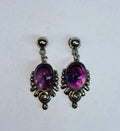 Natural Amethyst & Sterling Silver 950 Handmade Earrings with Native Details