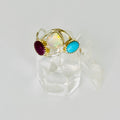 Handmade 950 Sterling Silver Ring | Ruby, Opal & Turquoise with Gold-Fused Edges