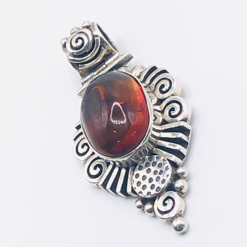 Amber Pendant | Handcrafted Sterling Silver 950 & Natural Amber
