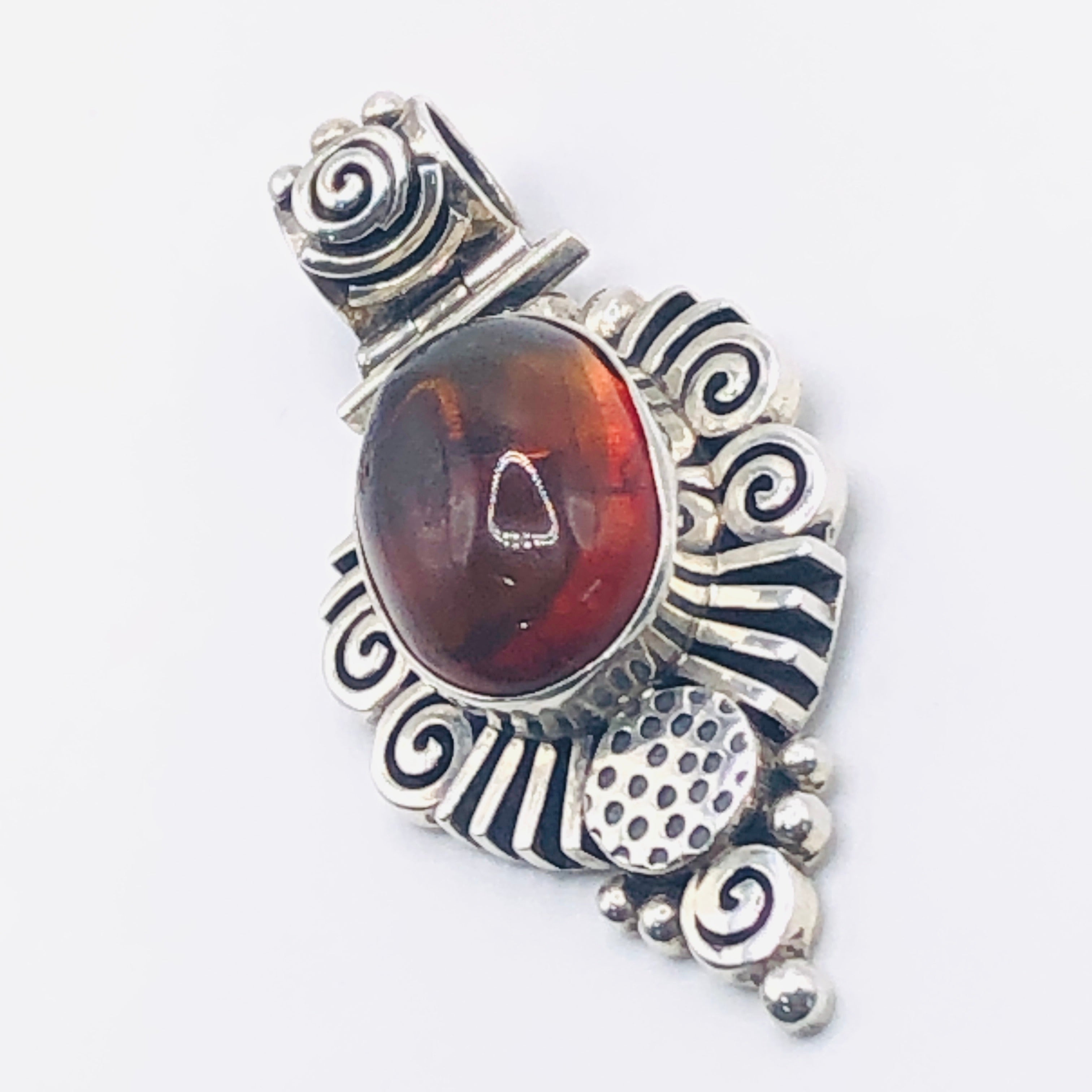Amber Pendant | Handcrafted Sterling Silver 950 & Natural Amber