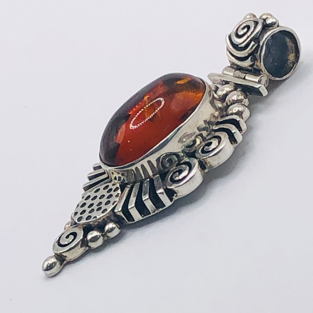 Amber Pendant | Handcrafted Sterling Silver 950 & Natural Amber