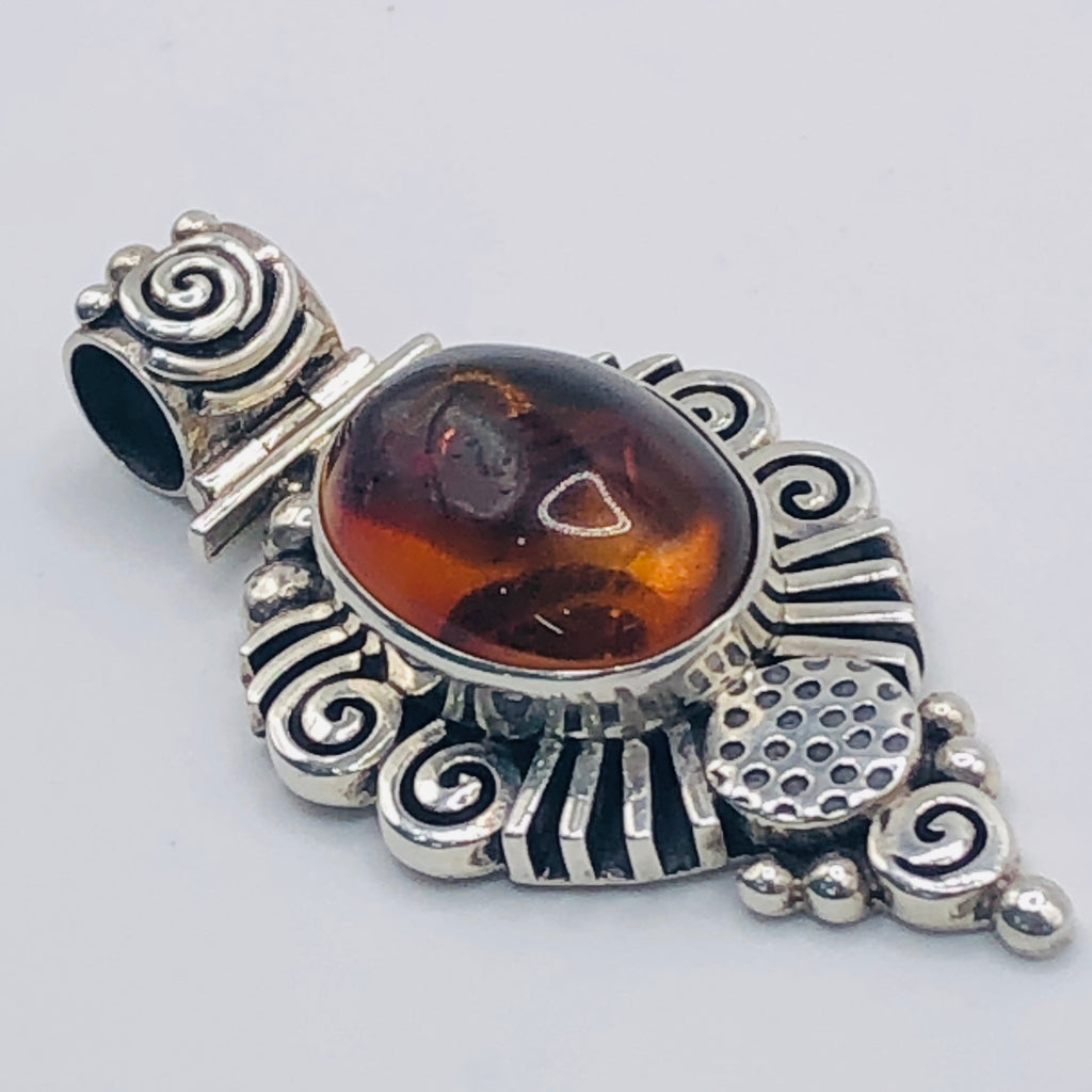 Amber Pendant | Handcrafted Sterling Silver 950 & Natural Amber