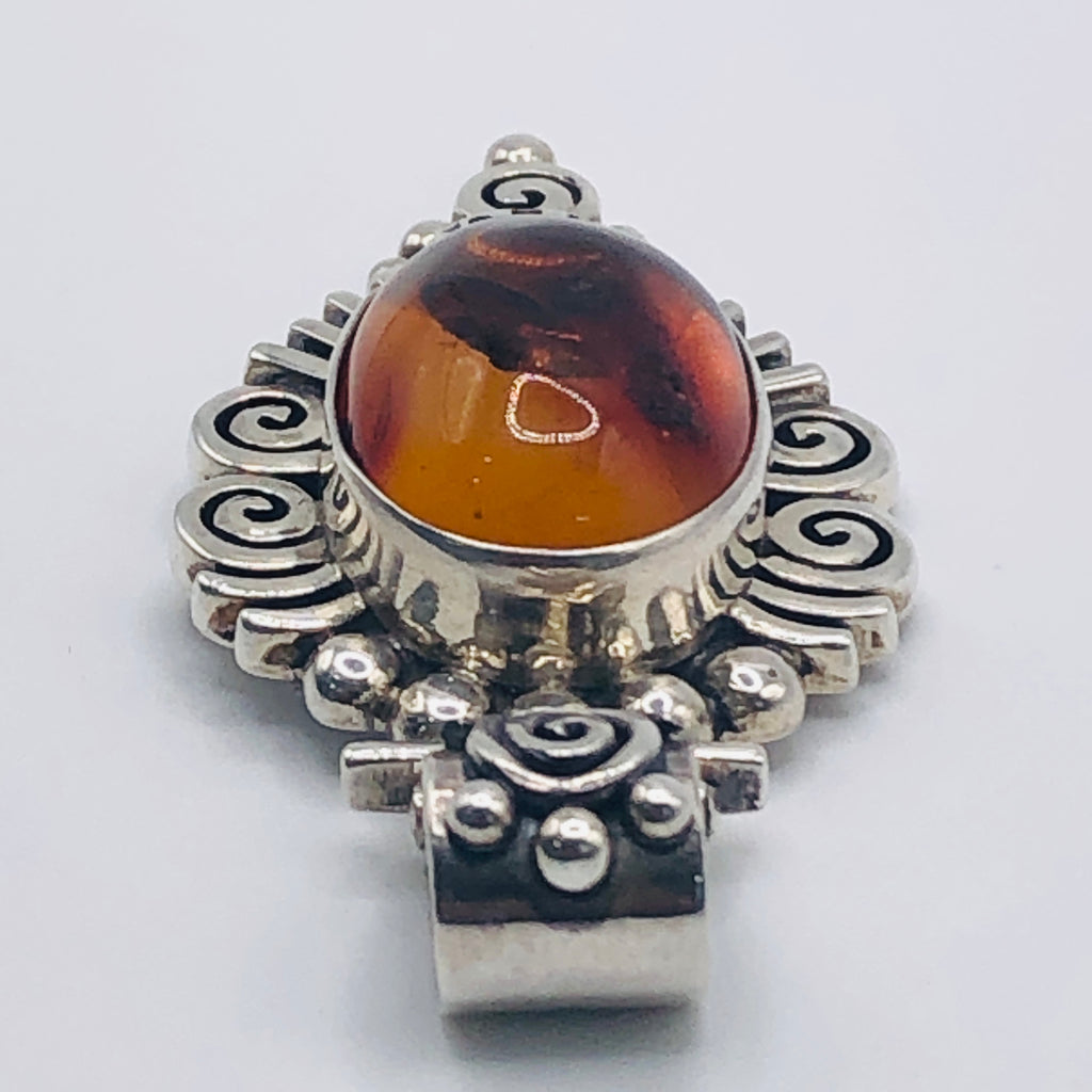 Amber Pendant | Handcrafted Sterling Silver 950 & Natural Amber