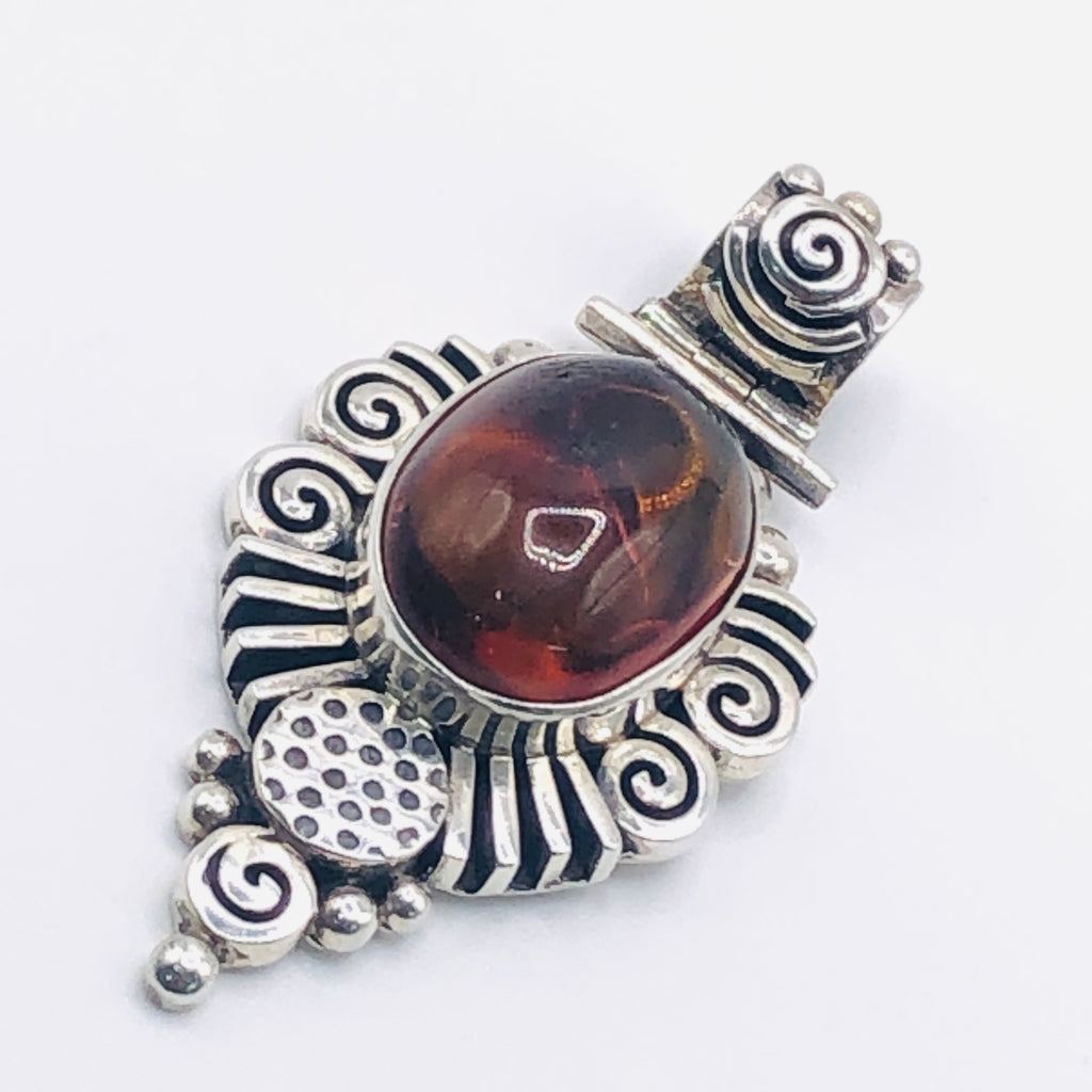 Amber Pendant | Handcrafted Sterling Silver 950 & Natural Amber