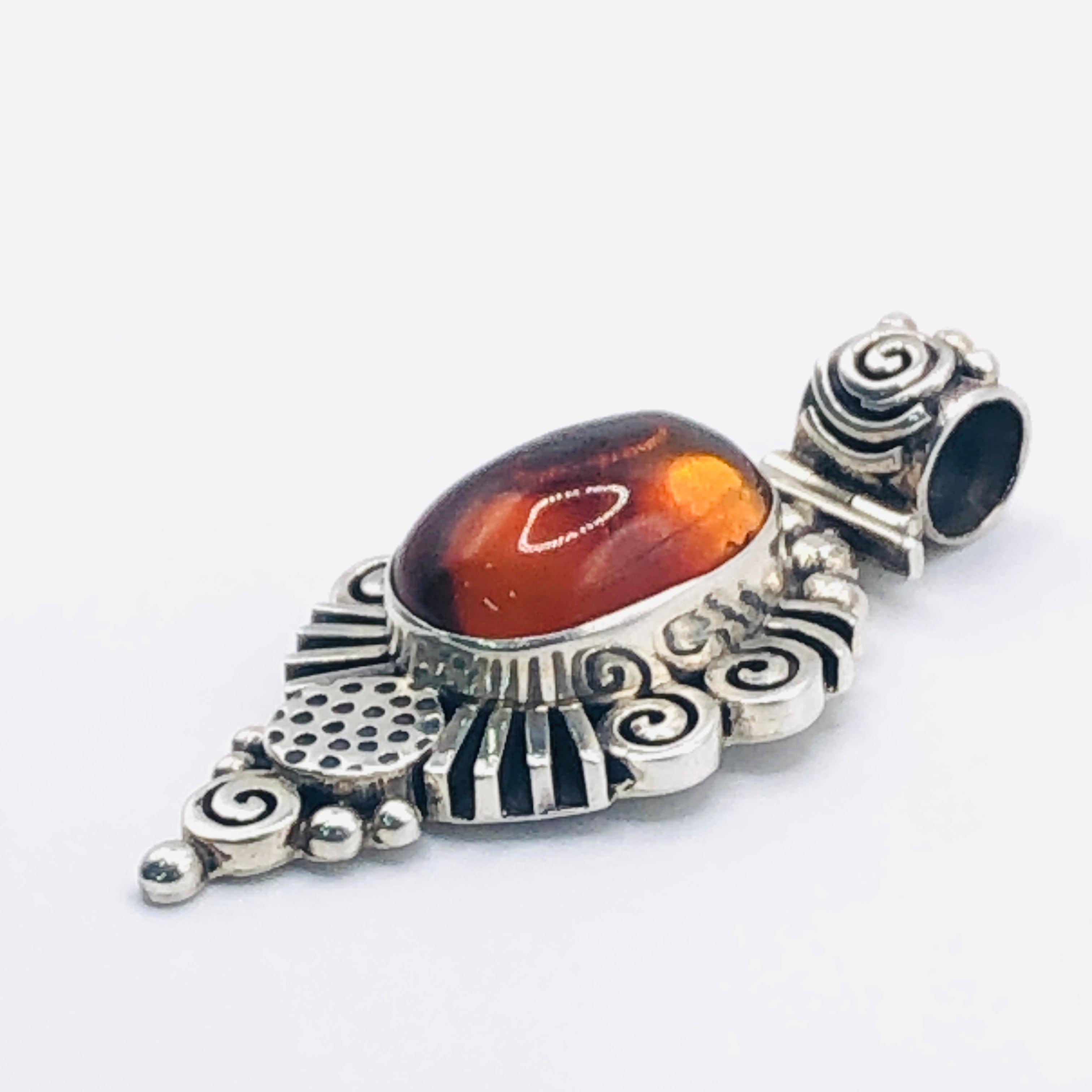Amber Pendant | Handcrafted Sterling Silver 950 & Natural Amber
