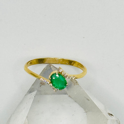 18K Gold Emerald & Certified Diamond Ring