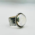 Texture Ring | Handmade 950 Sterling Silver & Natural Mother of Pearl