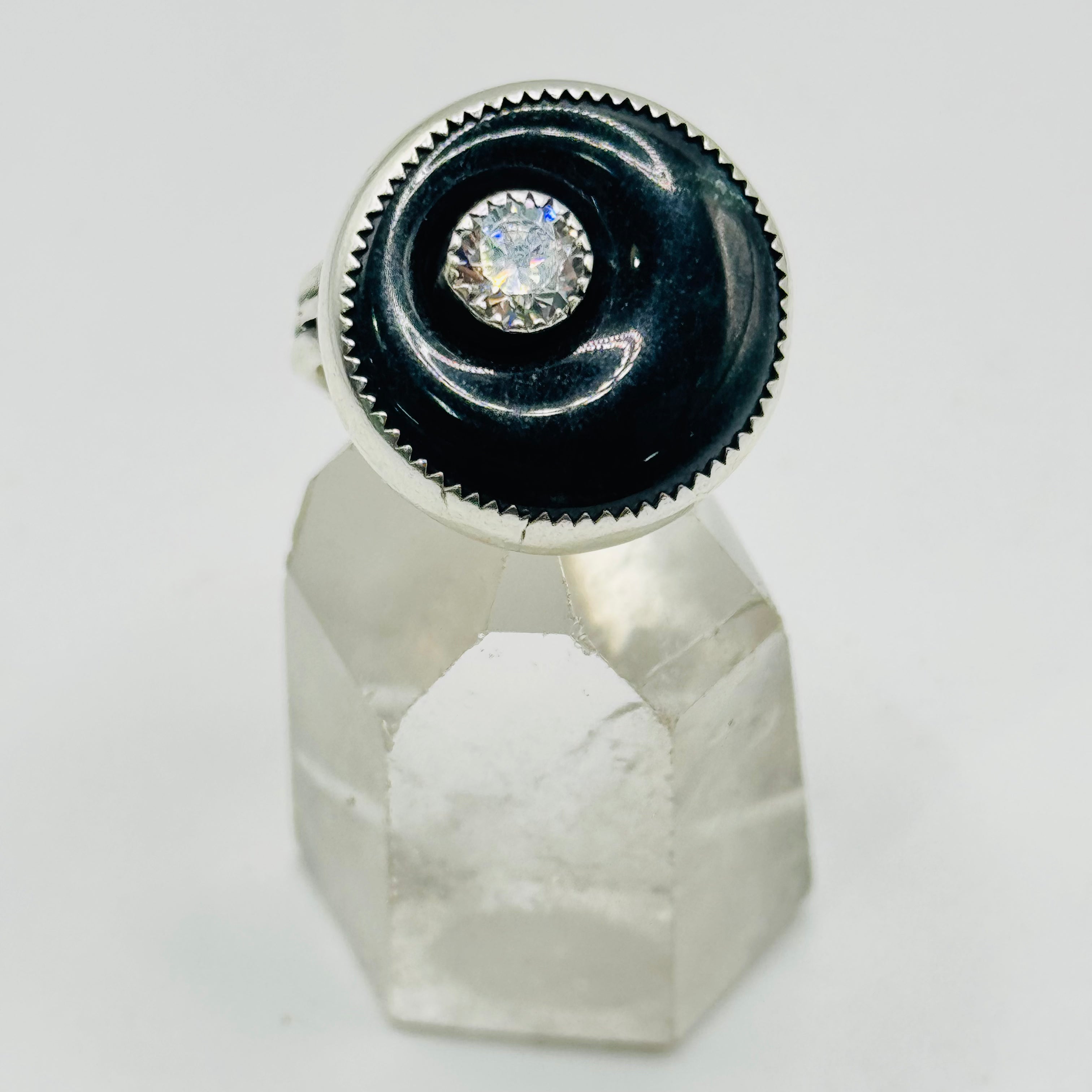 Jade Ring | Handmade 950 Sterling Silver & Cubic Zirconia