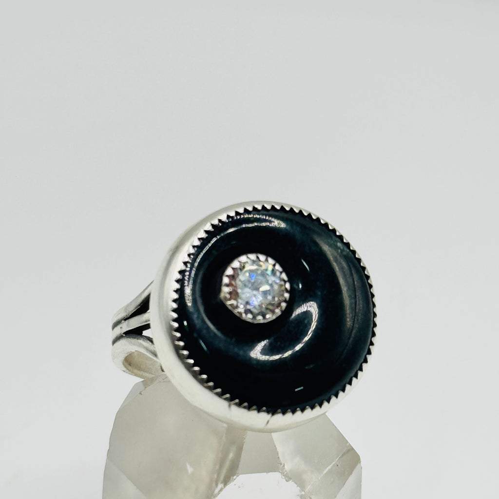 Anillo de jade | Hecho a mano en plata esterlina 950 y circonia cúbica