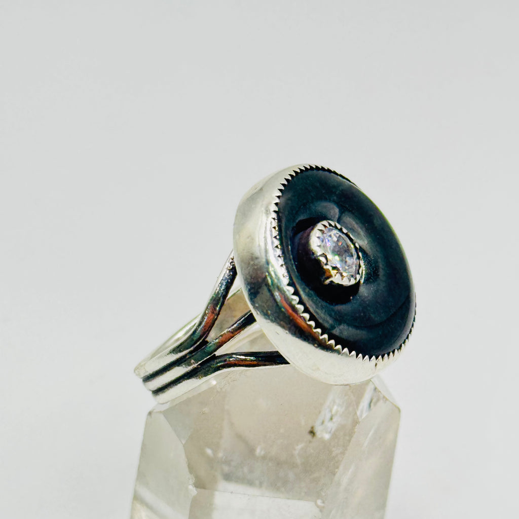 Anillo de jade | Hecho a mano en plata esterlina 950 y circonia cúbica
