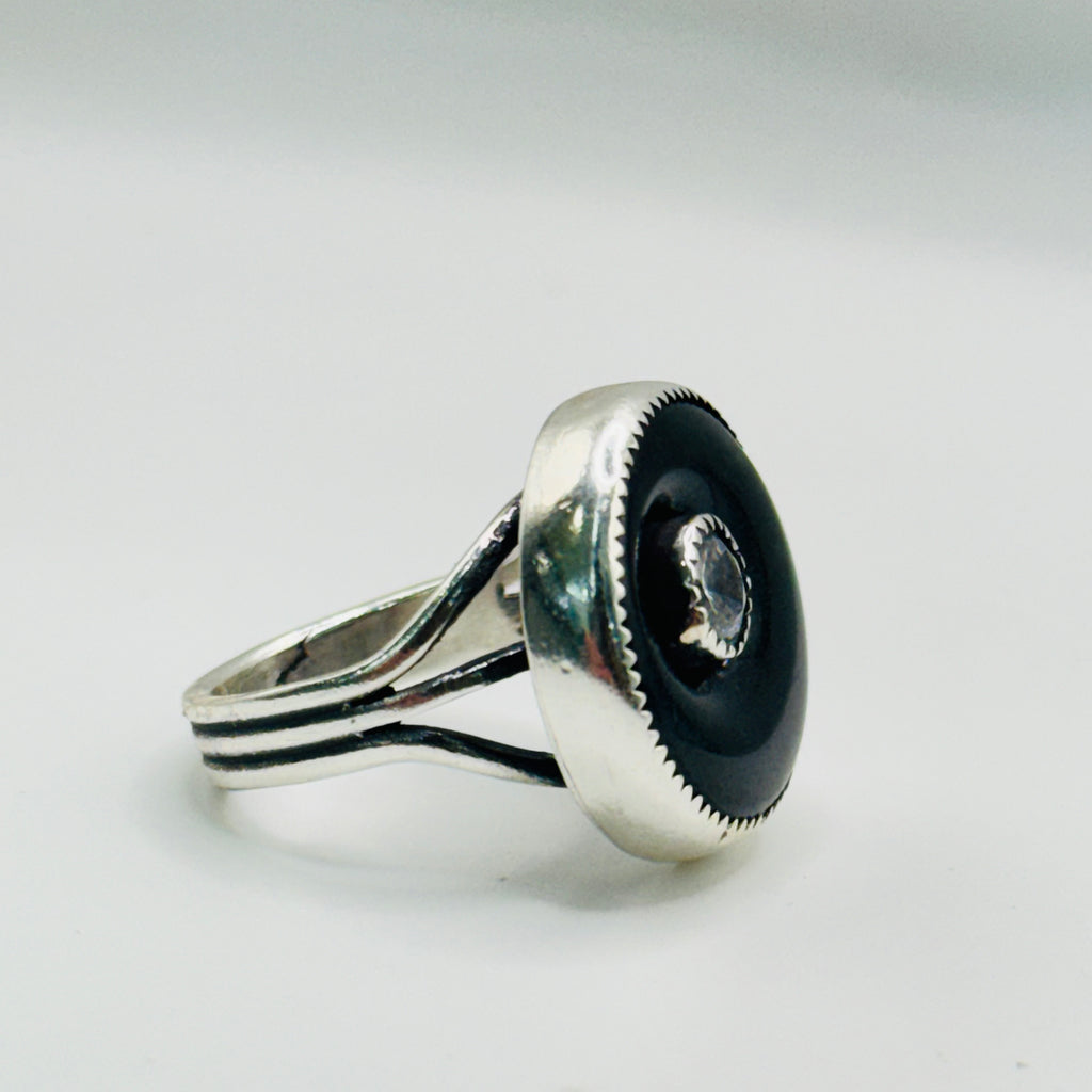 Anillo de jade | Hecho a mano en plata esterlina 950 y circonia cúbica