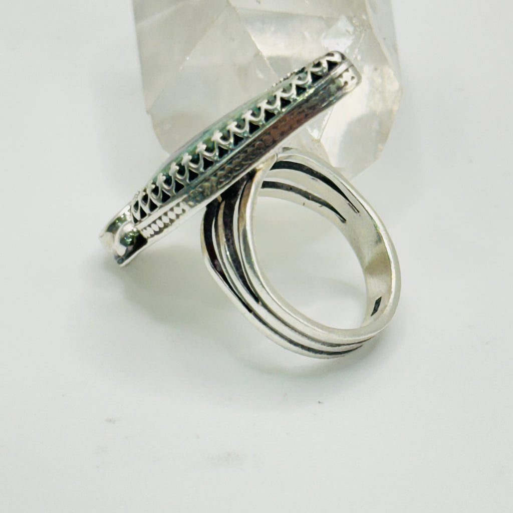 Anillo Hecho a Mano | Plata de Ley 950, Zoisita Rubí y Circonita Cúbica