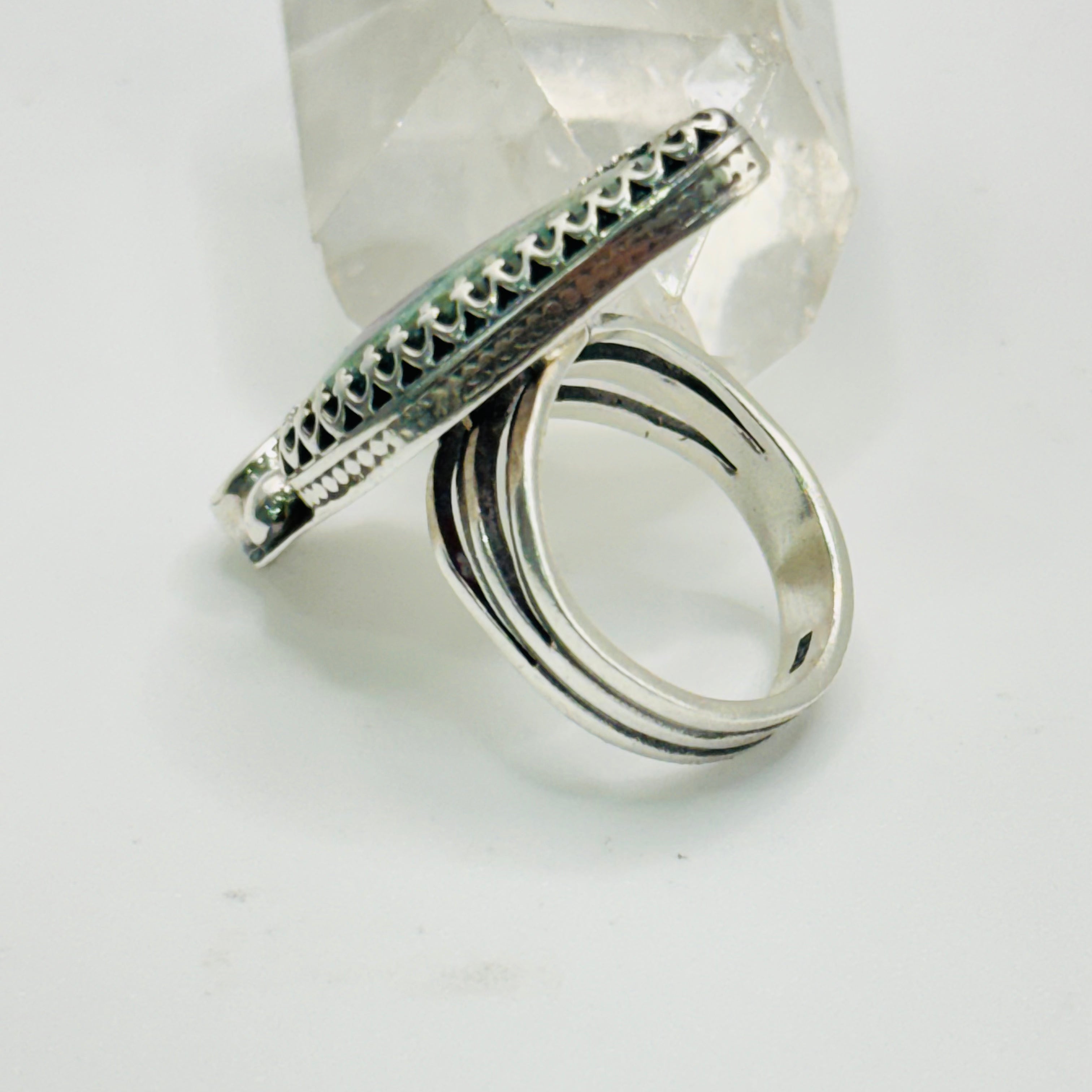 Anillo Hecho a Mano | Plata de Ley 950, Zoisita Rubí y Circonita Cúbica