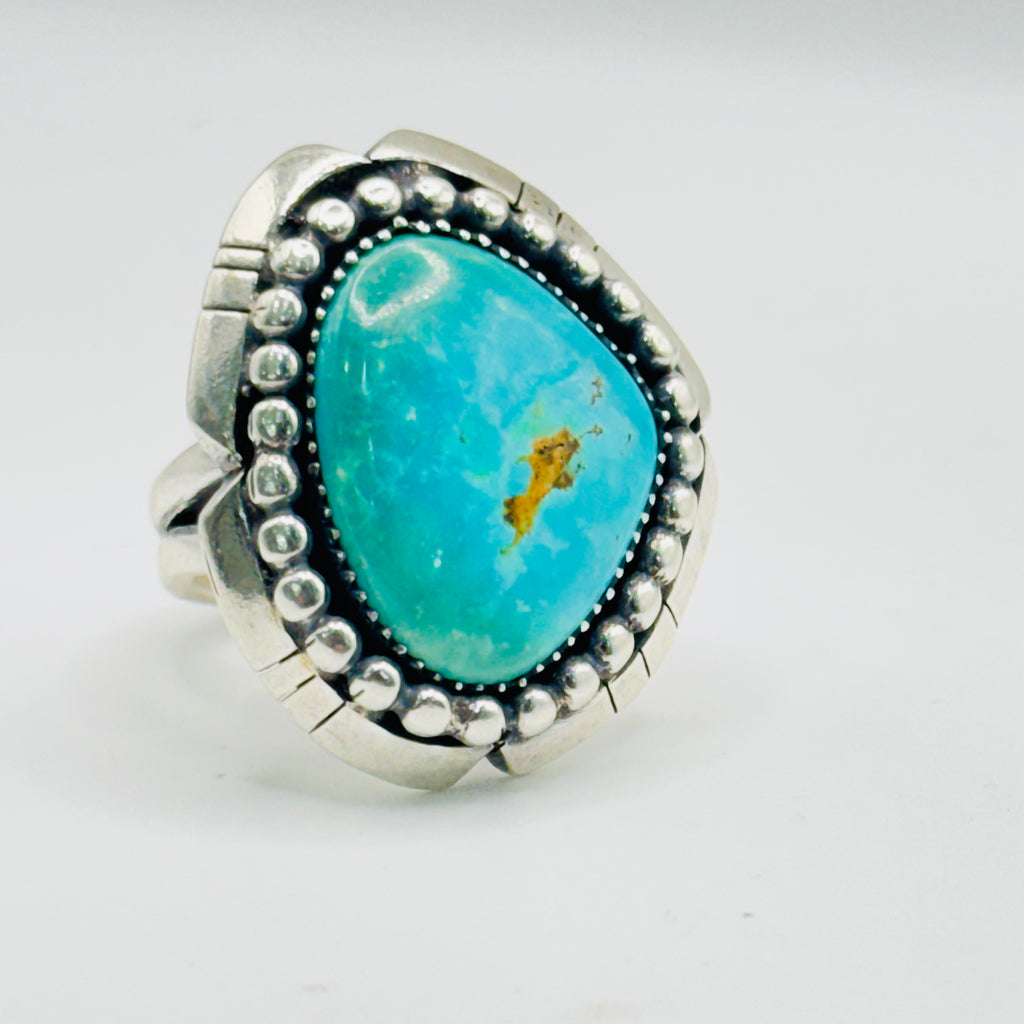 Handmade Ring | 950 Sterling Silver & Natural Arizona Turquoise