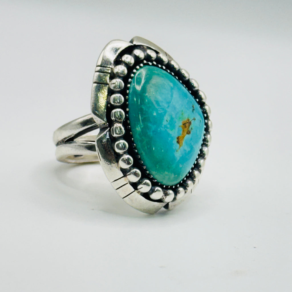 Handmade Ring | 950 Sterling Silver & Natural Arizona Turquoise