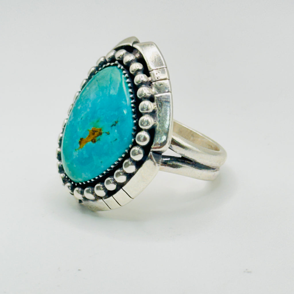 Handmade Ring | 950 Sterling Silver & Natural Arizona Turquoise