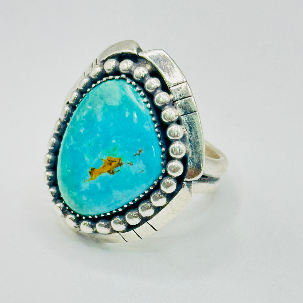 Handmade Ring | 950 Sterling Silver & Natural Arizona Turquoise