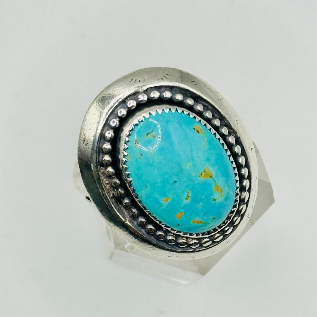 Anillo de turquesa natural | Hecho a mano en plata de ley 950