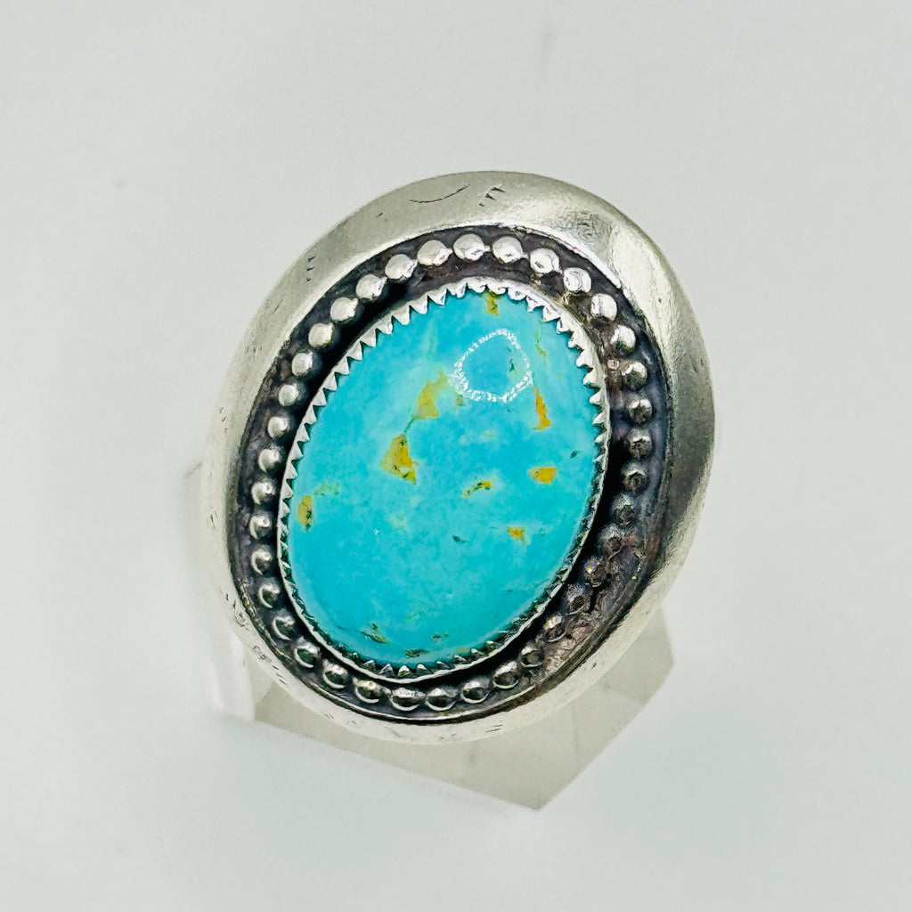 Anillo de turquesa natural | Hecho a mano en plata de ley 950
