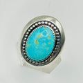 Anillo de turquesa natural | Hecho a mano en plata de ley 950