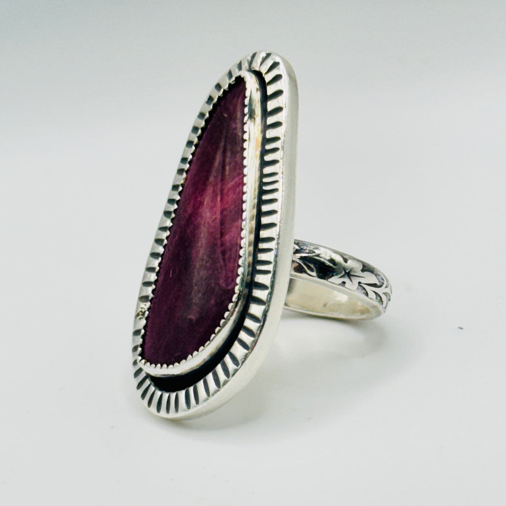 Anillo artesanal | Plata de ley 950 y espóndilo morado