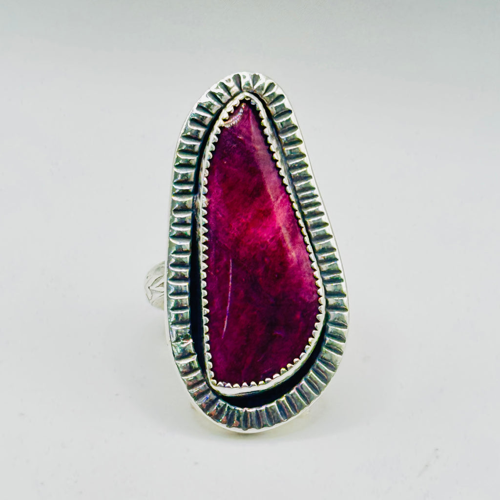 Anillo artesanal | Plata de ley 950 y espóndilo morado