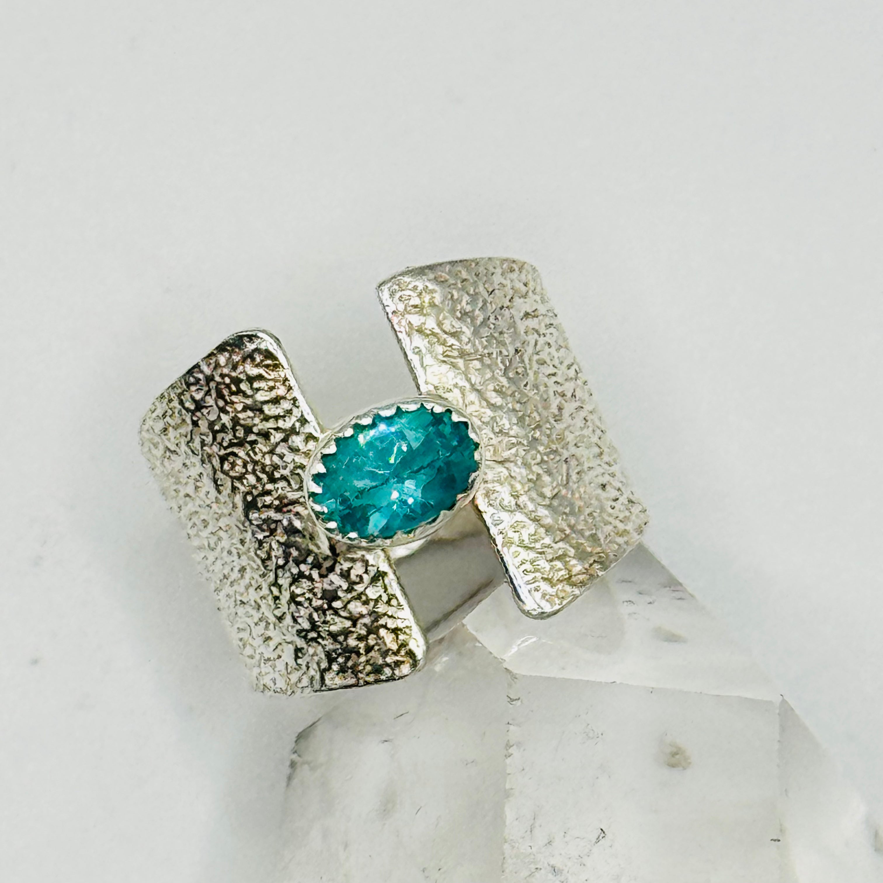 Delicate Apatite Ring | Handmade 950 Sterling Silver