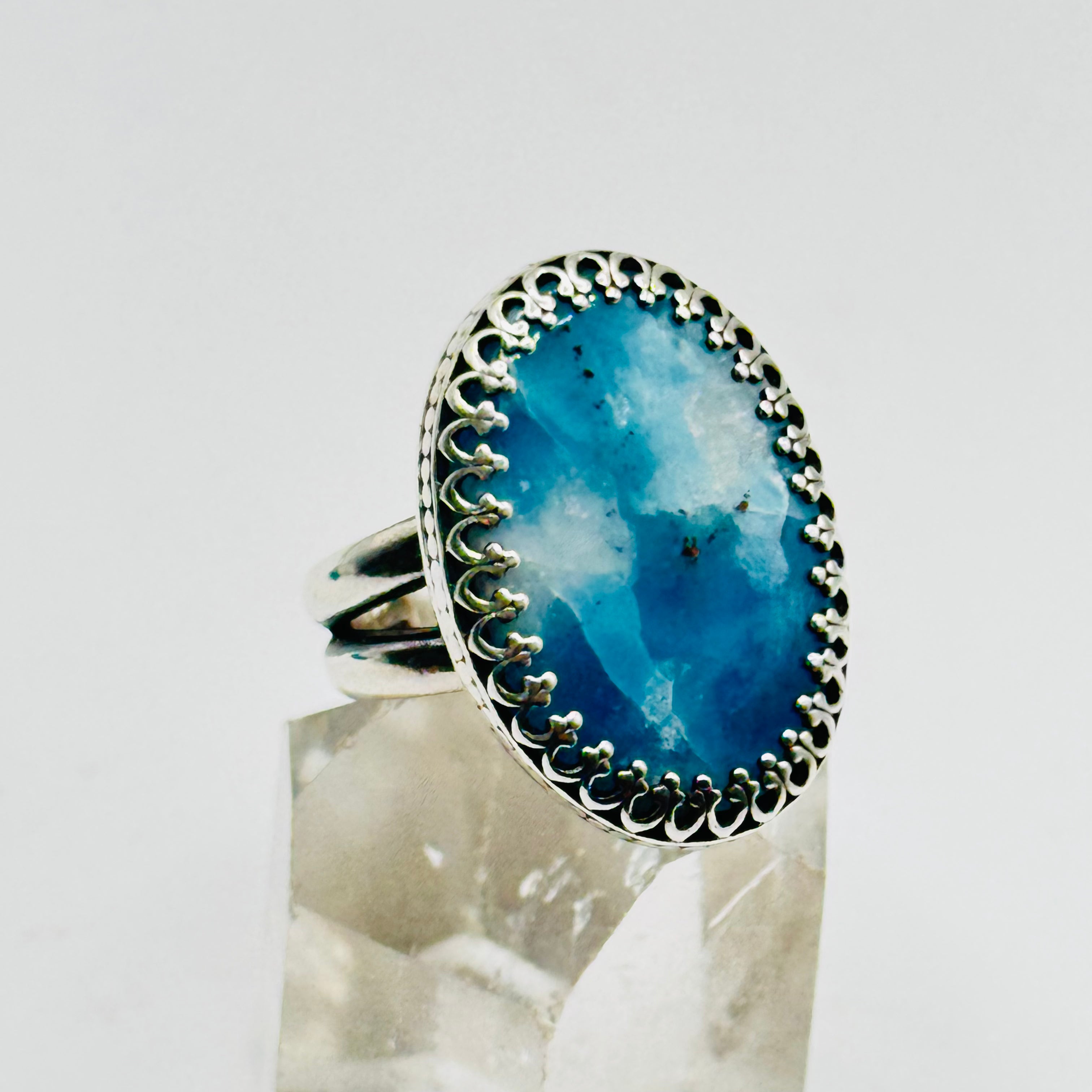 Classic Larimar Ring | Handmade 950 Sterling Silver