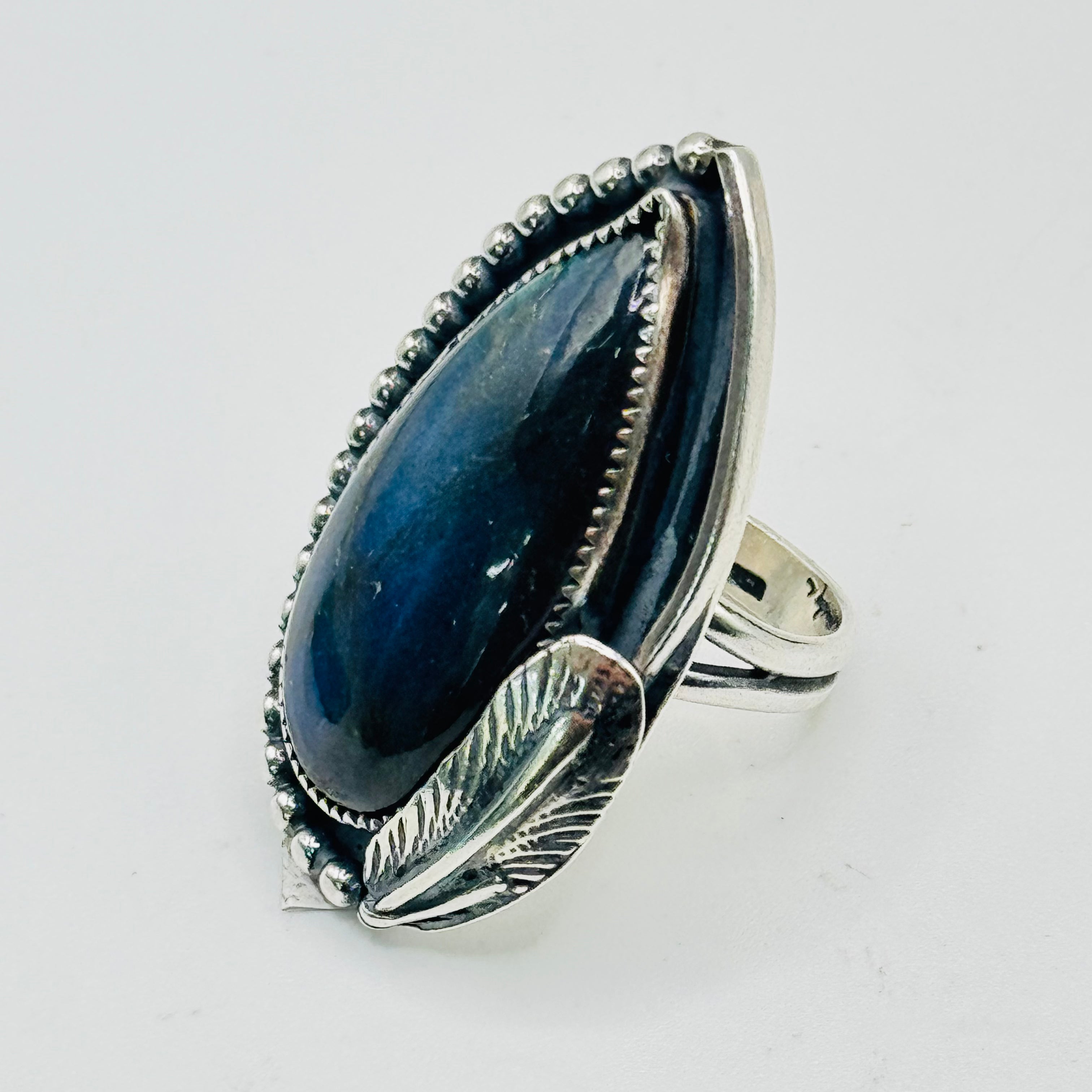 Handmade Sterling Silver Ring | 950 Silver & Natural Labradorite