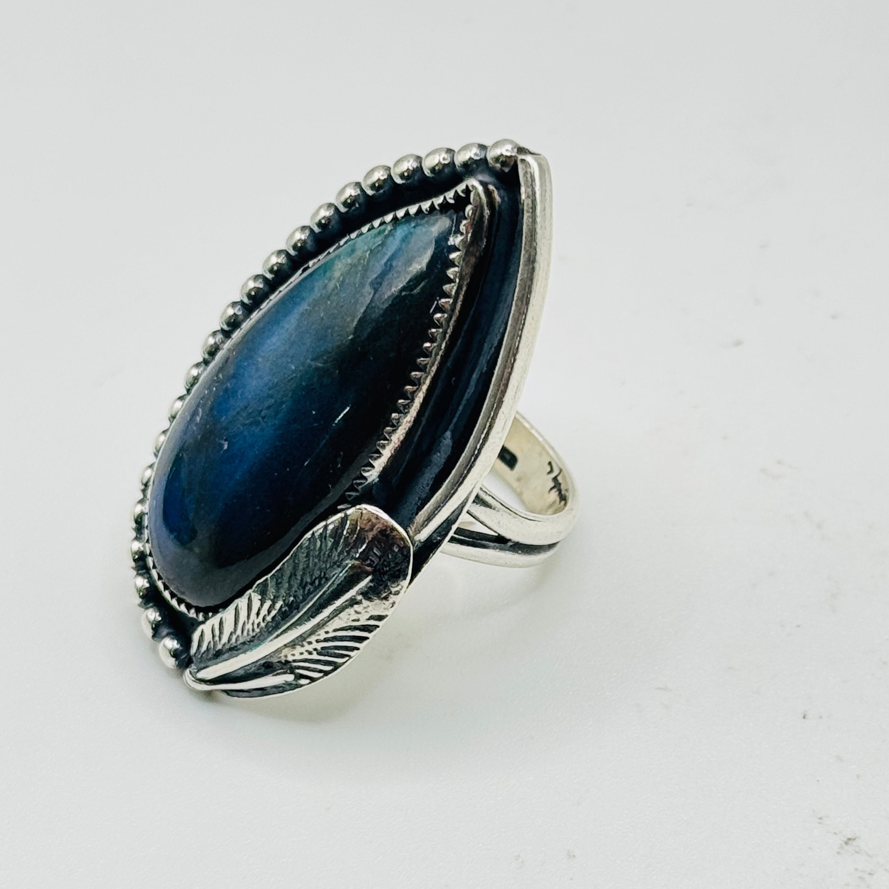 Handmade Sterling Silver Ring | 950 Silver & Natural Labradorite