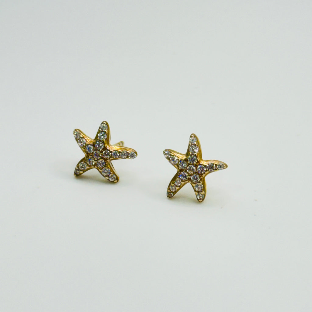 Starfish Earrings | 10K Gold & Swarovski crystal