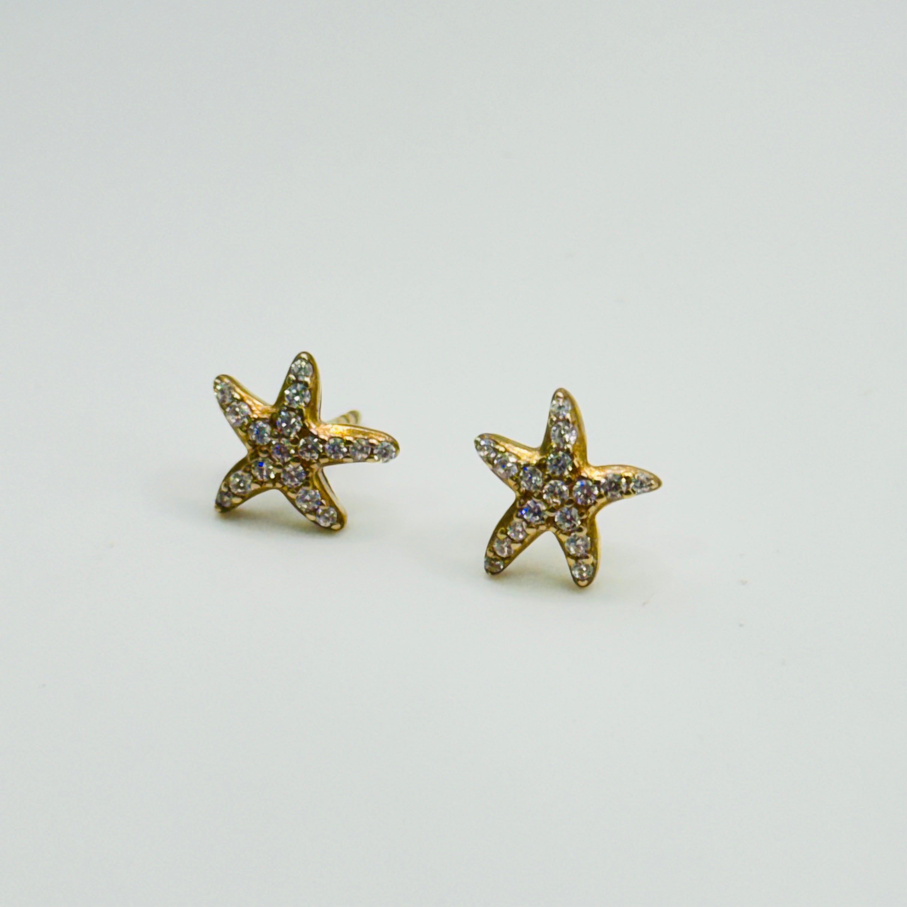 Starfish Earrings | 10K Gold & Swarovski crystal