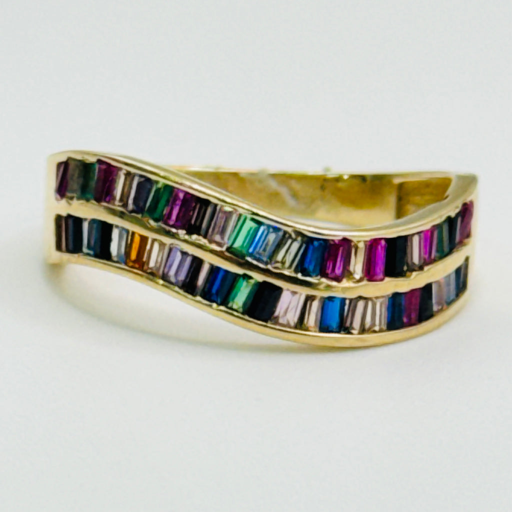 Designer Ring | 10K Gold & Colorful Swarovski crystal