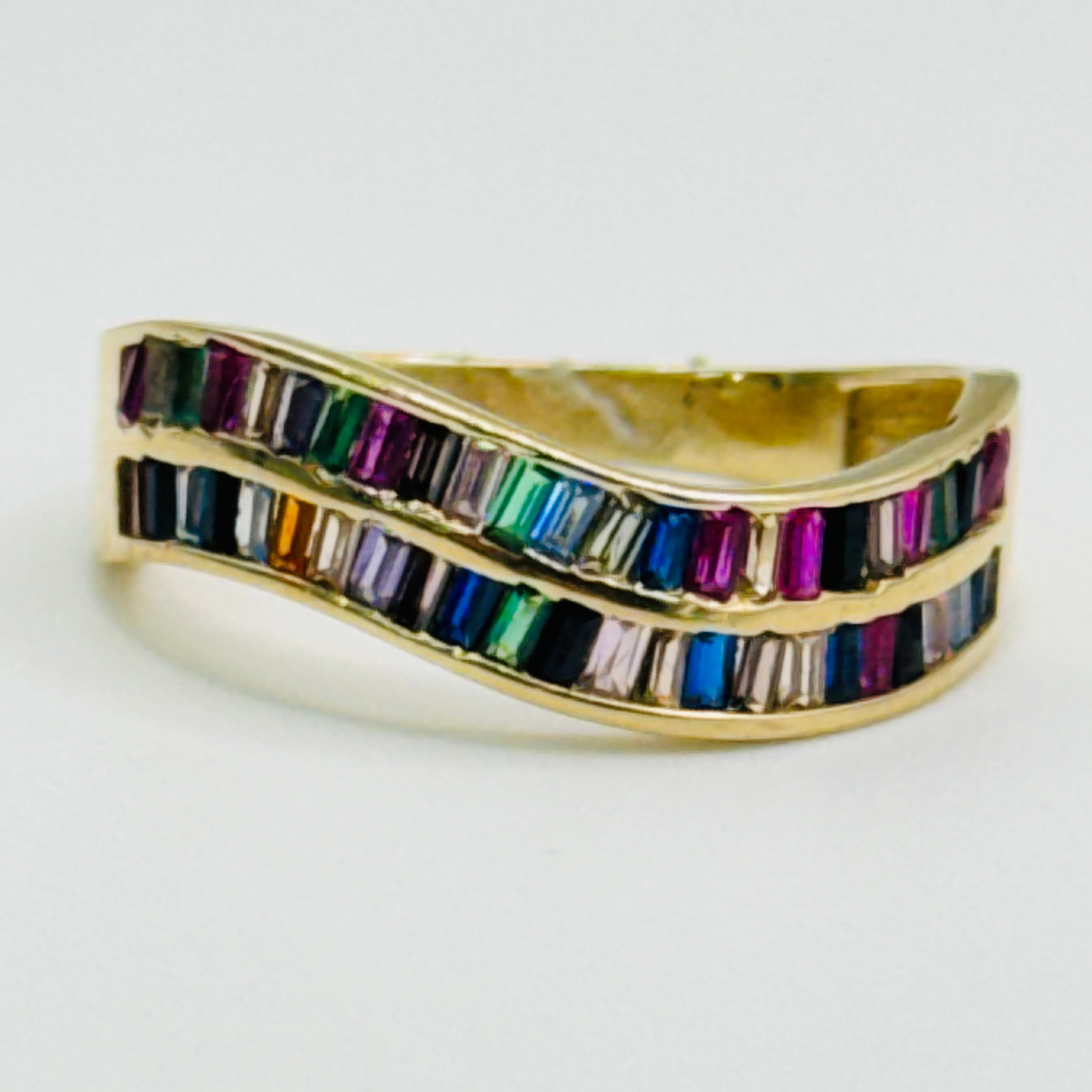 Designer Ring | 10K Gold & Colorful Swarovski crystal