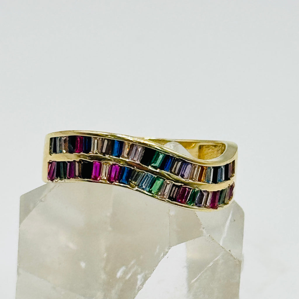 Designer Ring | 10K Gold & Colorful Swarovski crystal