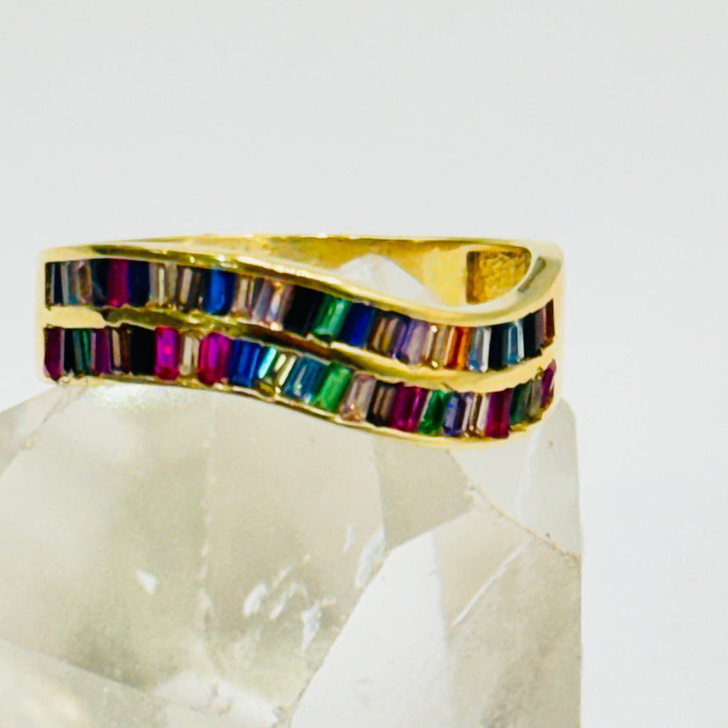 Designer Ring | 10K Gold & Colorful Swarovski crystal