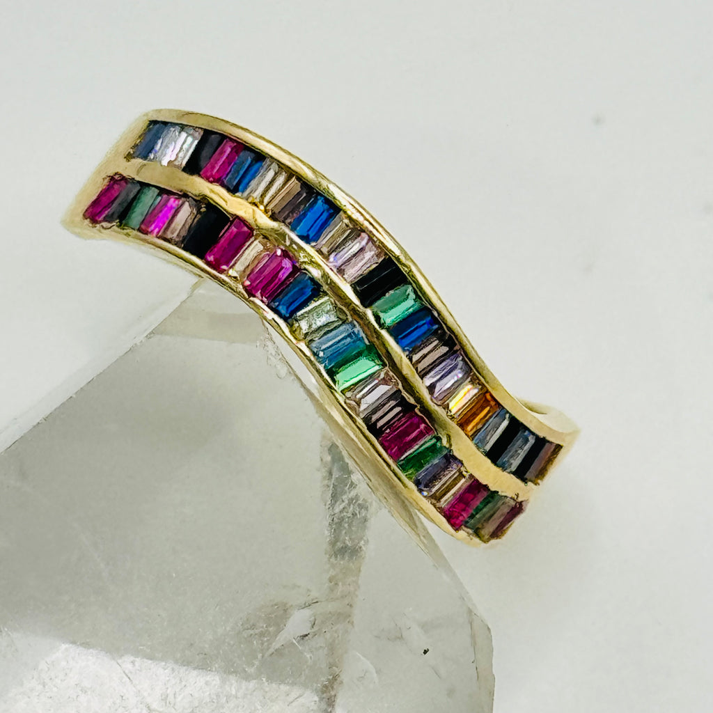 Designer Ring | 10K Gold & Colorful Swarovski crystal