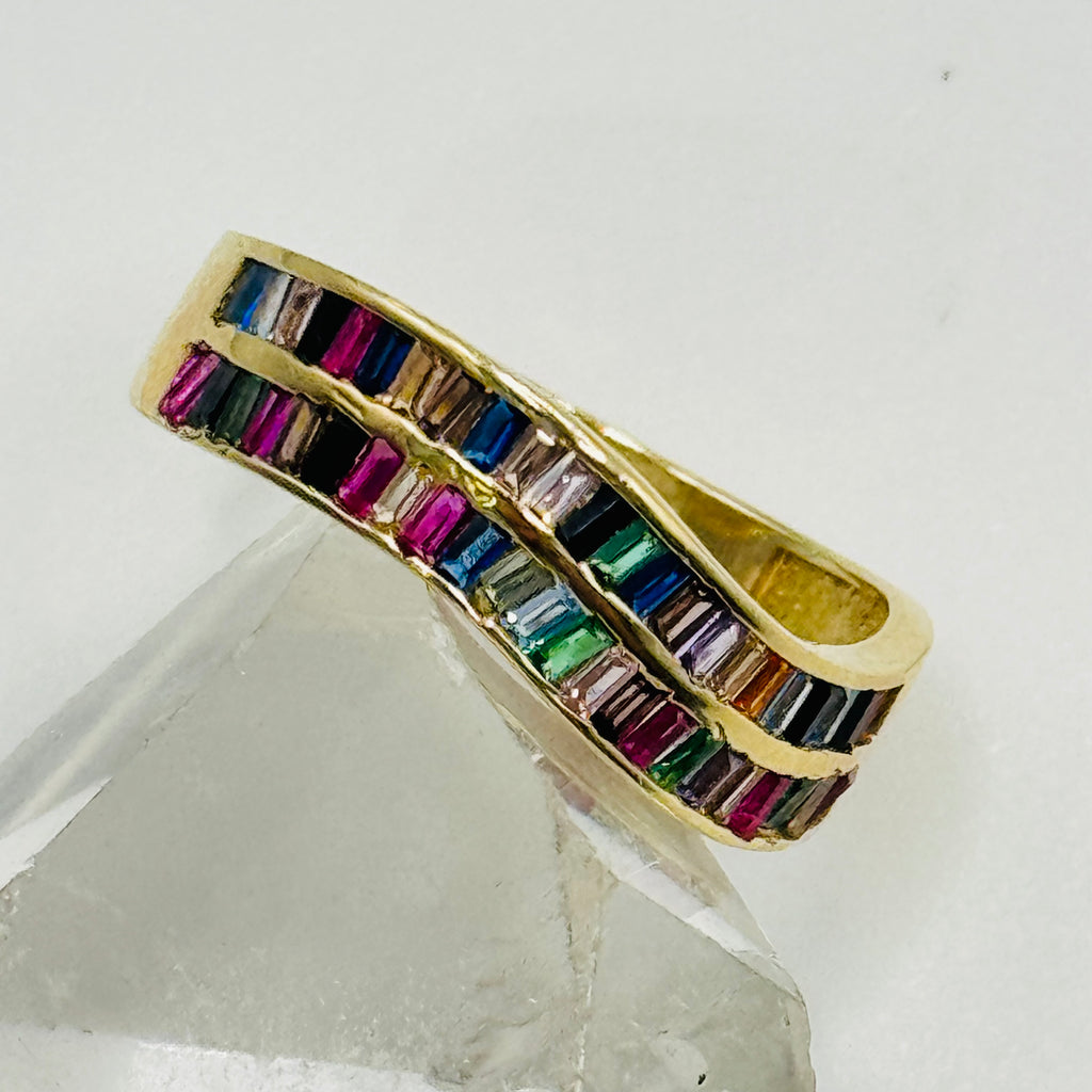 Designer Ring | 10K Gold & Colorful Swarovski crystal