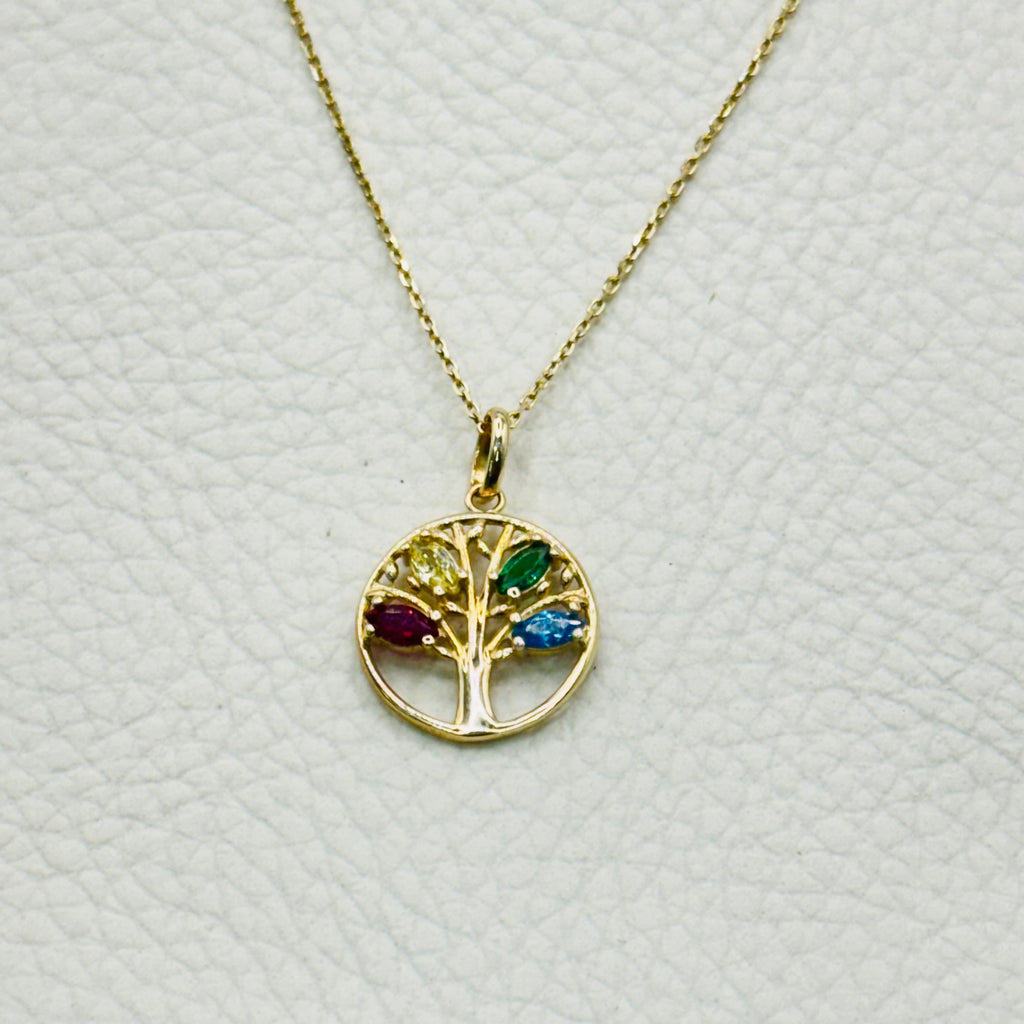 Tree of Life Necklace | 10K Gold & Colorful Swarovski crystal