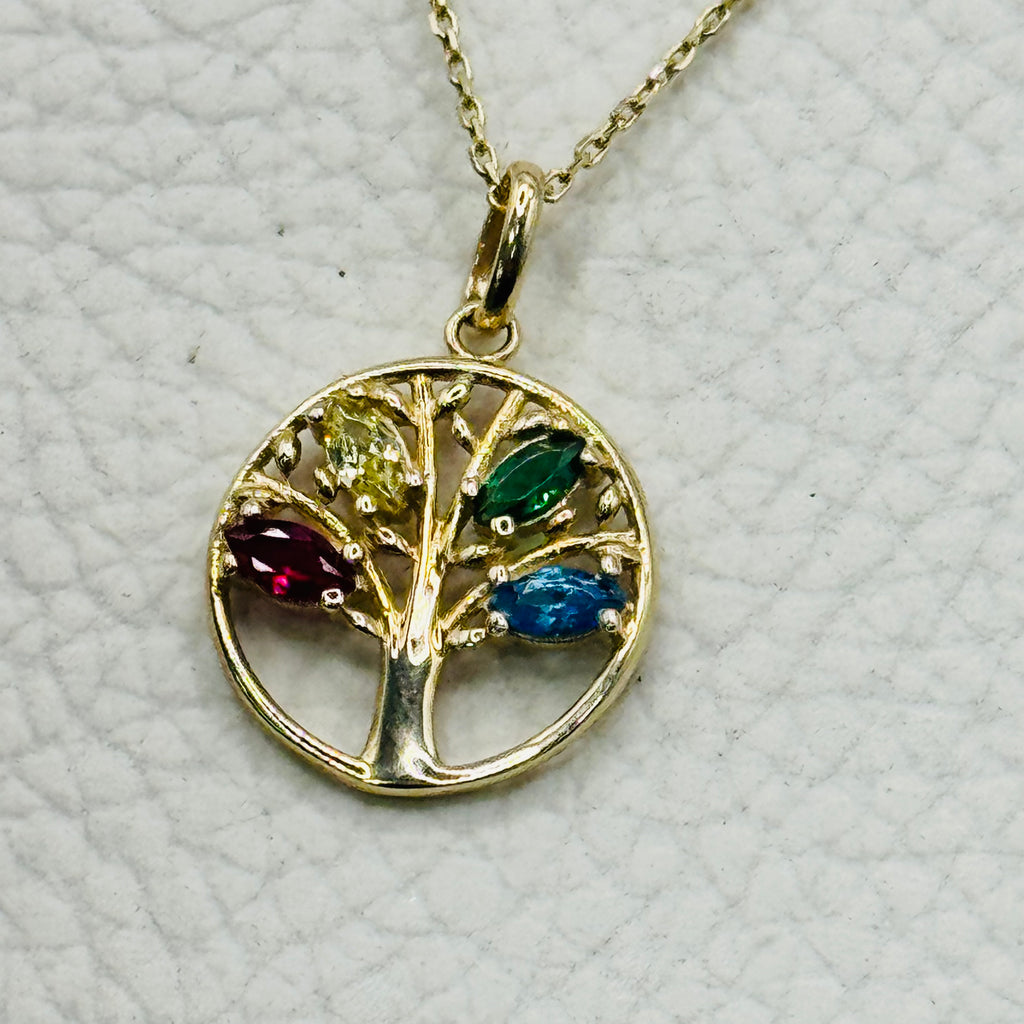 Tree of Life Necklace | 10K Gold & Colorful Swarovski crystal