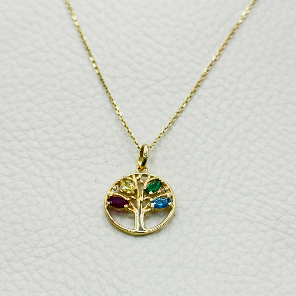 Tree of Life Necklace | 10K Gold & Colorful Swarovski crystal