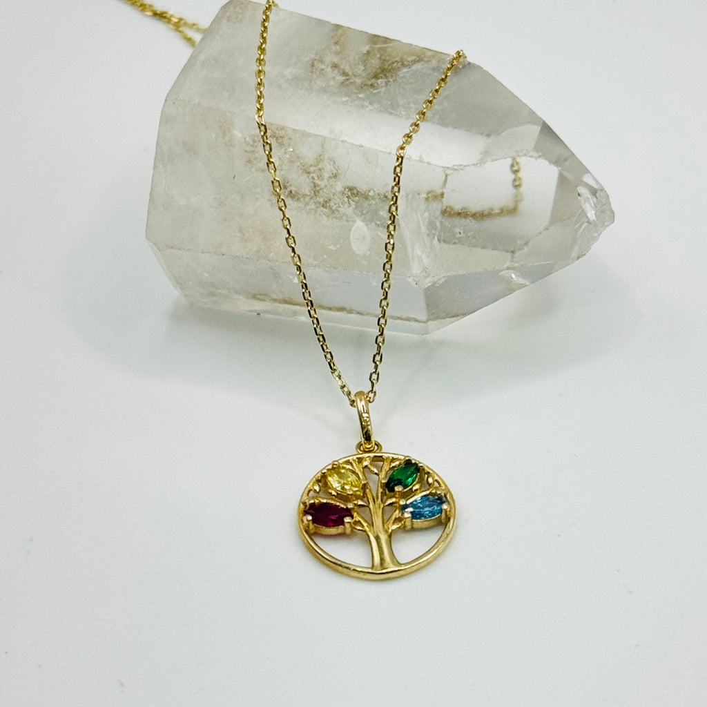 Tree of Life Necklace | 10K Gold & Colorful Swarovski crystal