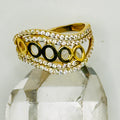Unique Design Ring | 10K Gold & Swarovski crystal