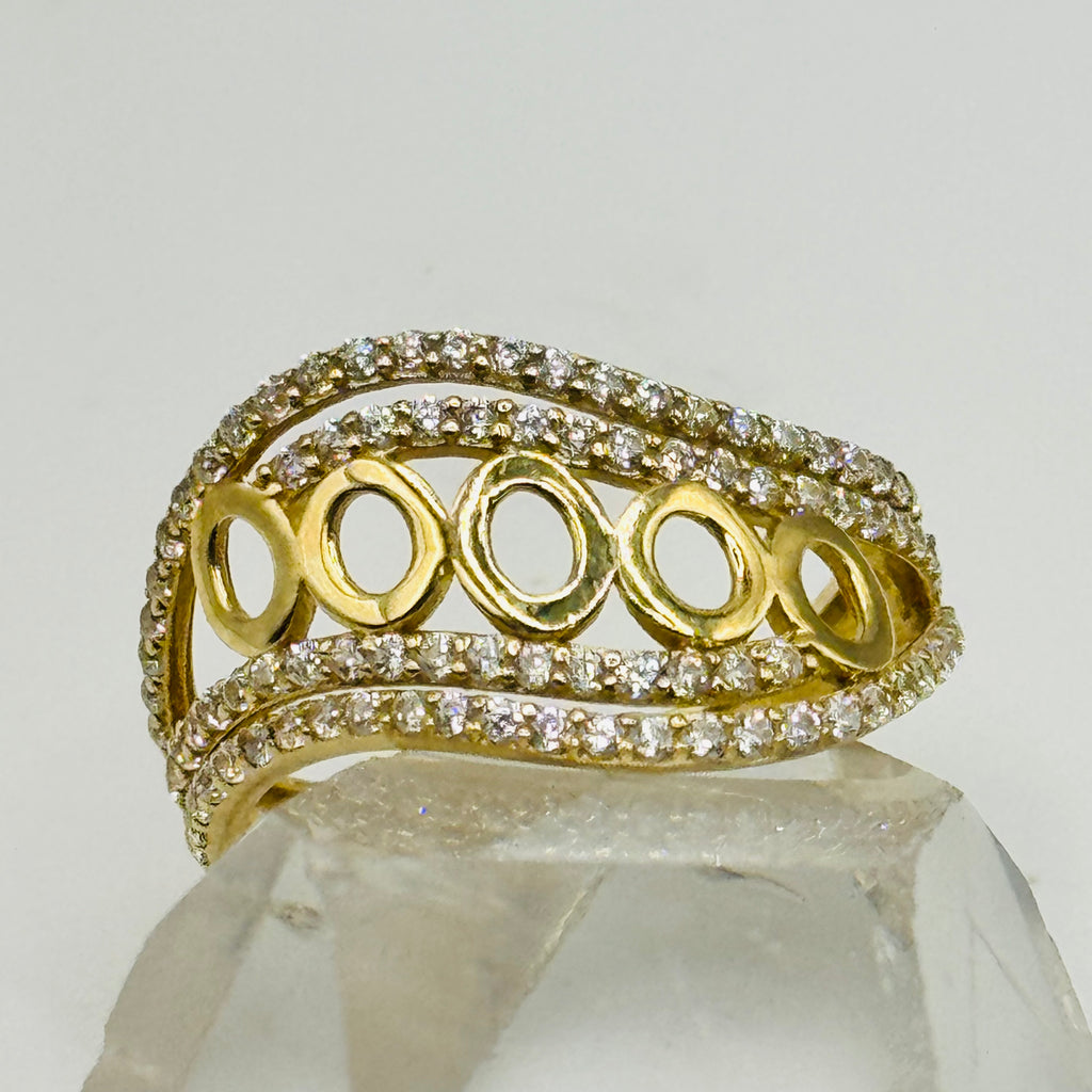 Unique Design Ring | 10K Gold & Swarovski crystal