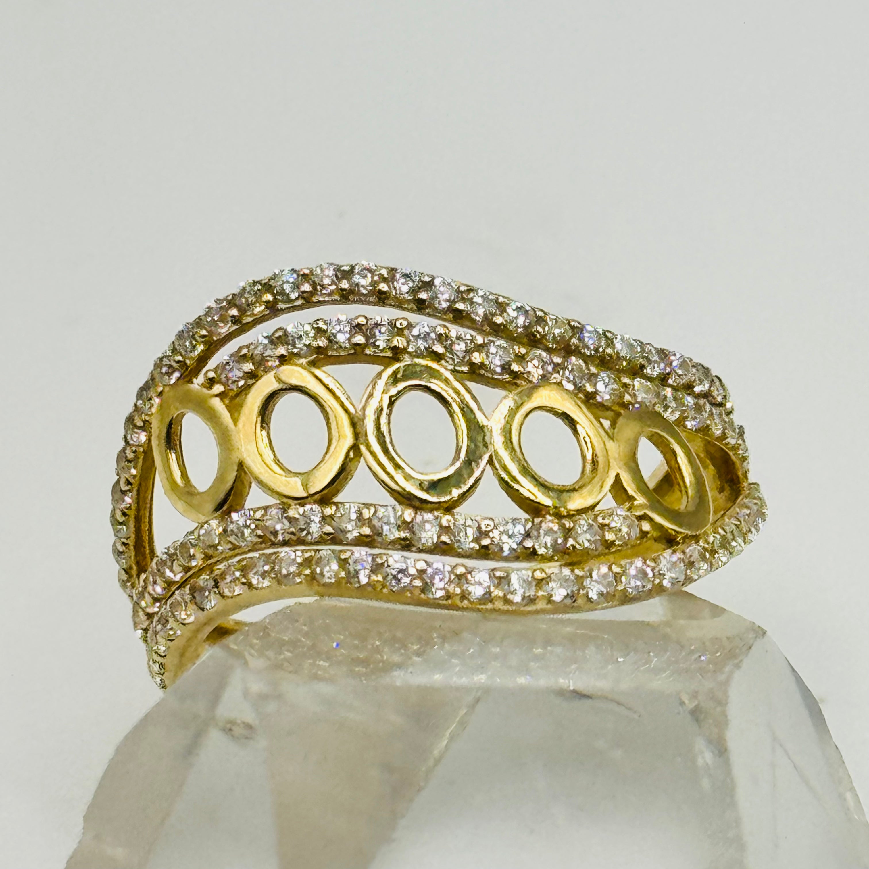 Unique Design Ring | 10K Gold & Swarovski crystal