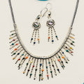 Conjunto de collar y pendientes de piedra colorida | Hecho a mano en plata de ley 950