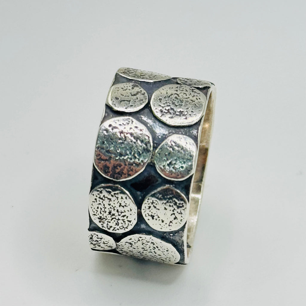 Handmade Ring with Soldered Circles | 950 Sterling Silver