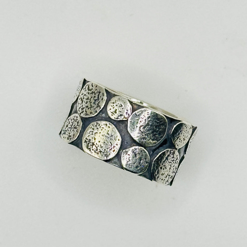Handmade Ring with Soldered Circles | 950 Sterling Silver