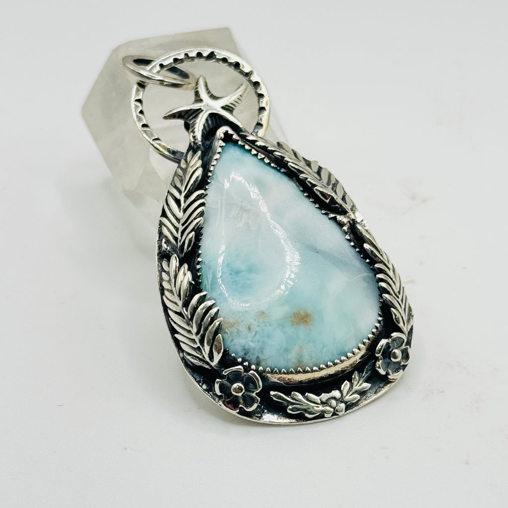 Larimar Pendant | Handcrafted Sterling Silver 950 & Natural Larimar