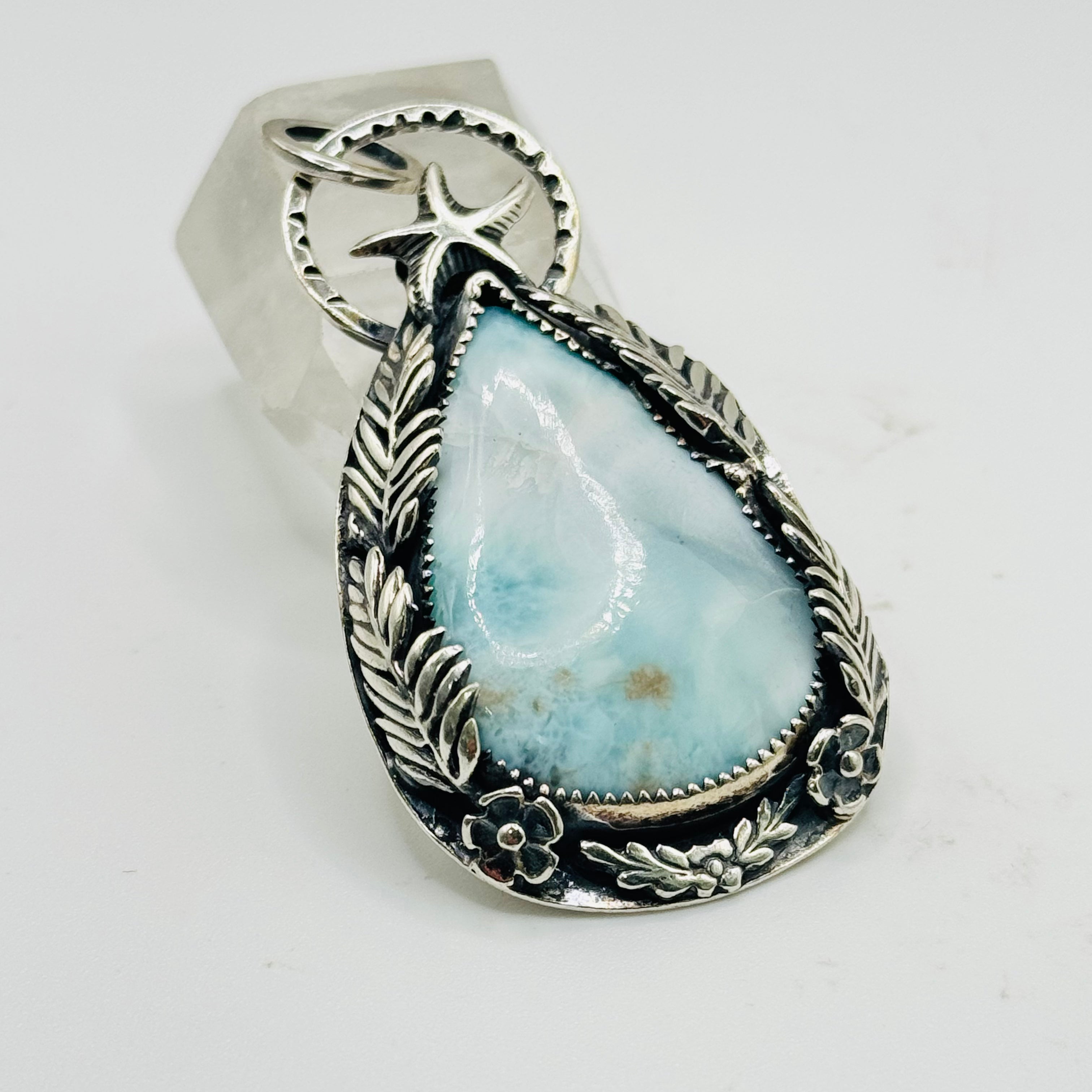 Larimar Pendant | Handcrafted Sterling Silver 950 & Natural Larimar